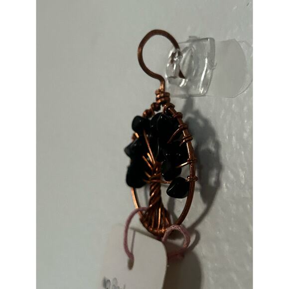 Handmade Copper and Serpentine Crystal Tree of life 3.5x2” Wall Decor - Picture 4 of 5